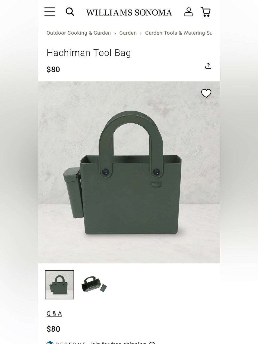 Hachiman Garden Tool Tote in Olive Green. New - Picture 4 of 6